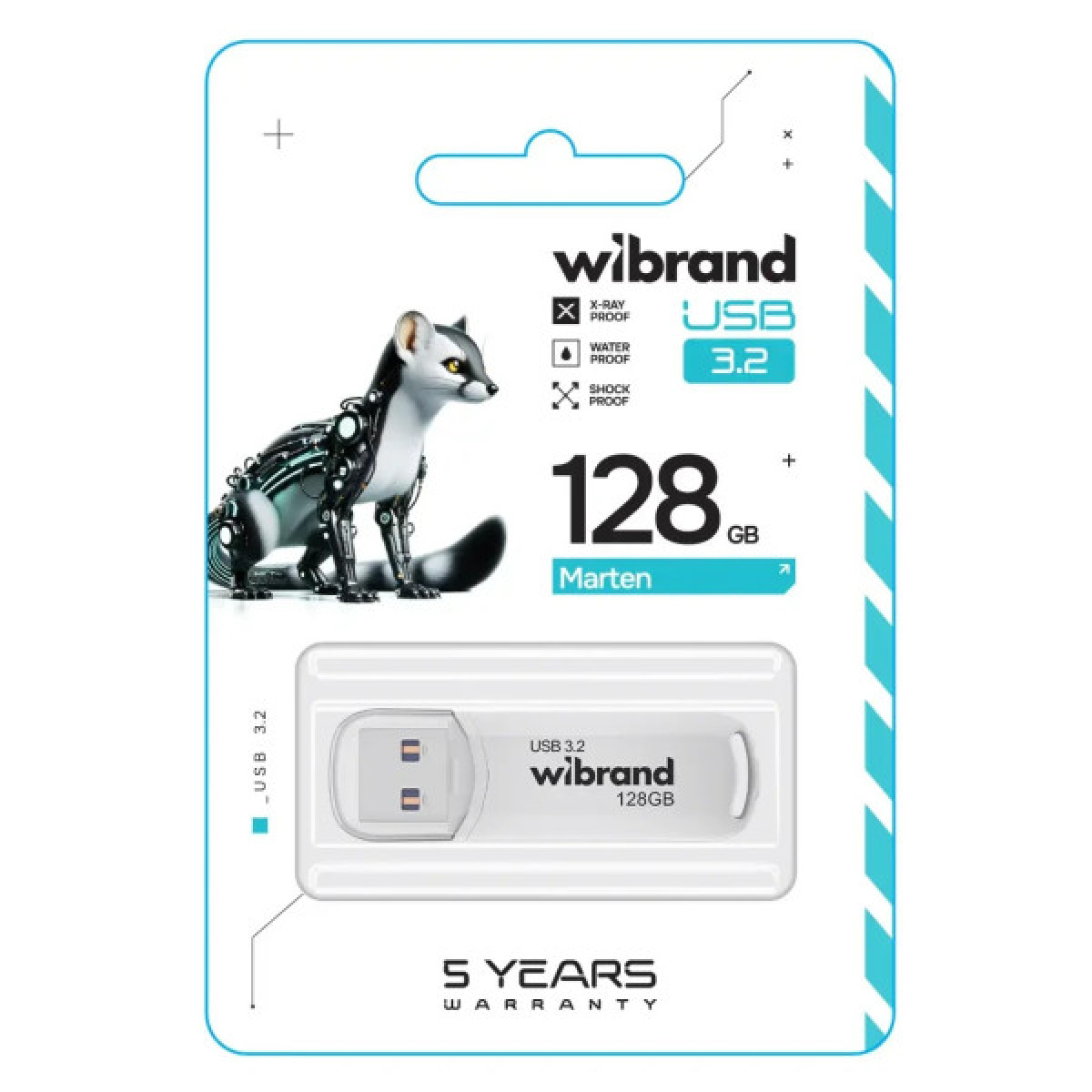 USB флеш накопичувач Wibrand 128GB Marten White USB 3.2 Gen 1 (USB 3.0) (WI3.2/MA128P10W) - Фото 2