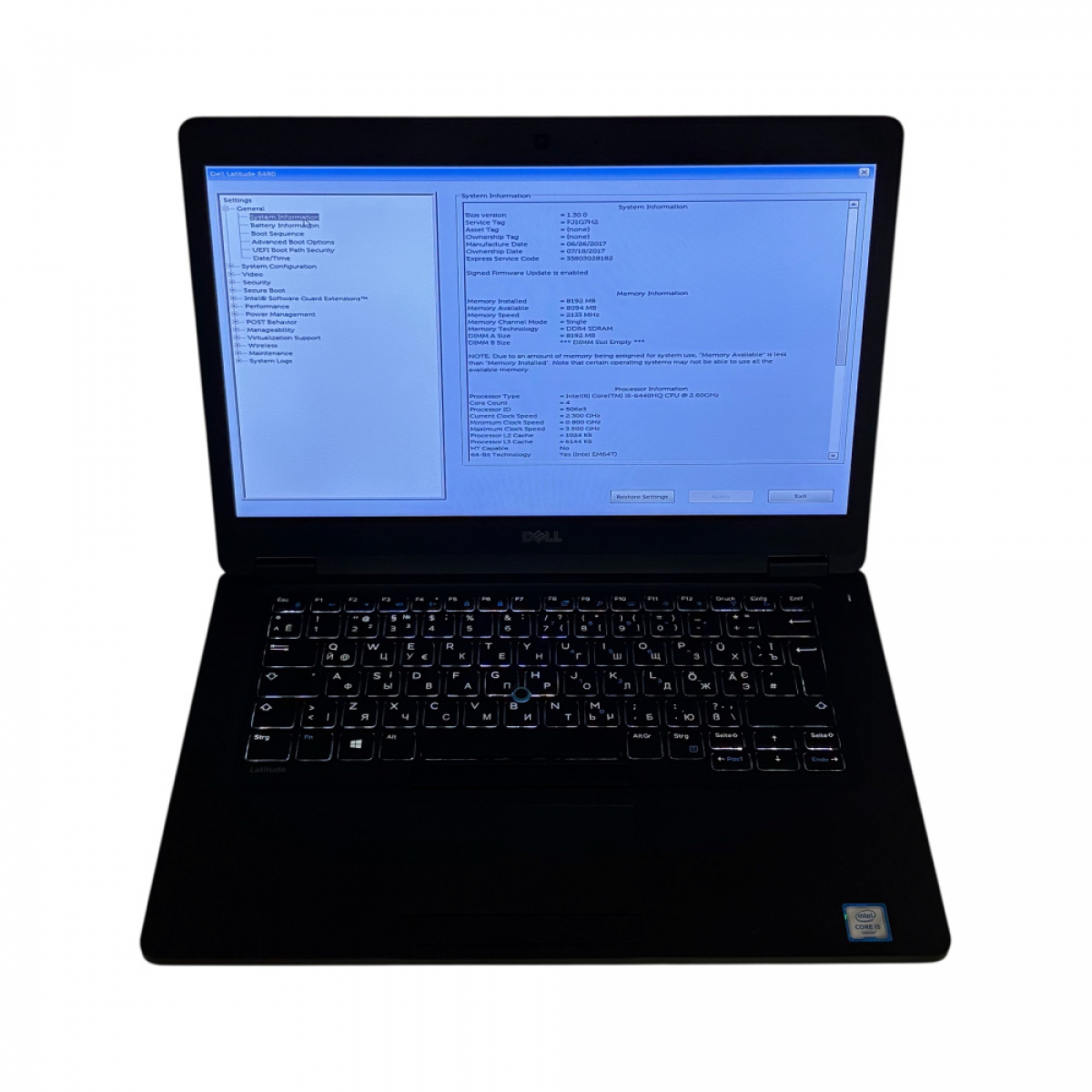 Ноутбук DELL Latitude E5480 i5-6300HQ/8/128 SSD m.2 - Class A- - Фото 5