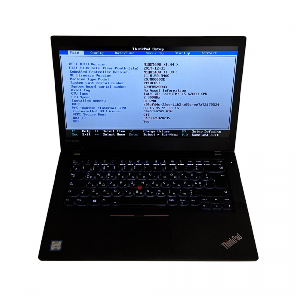 Ноутбук Lenovo ThinkPad T470 FHD i5-6200U/8/120 - Class A-  - Фото 5