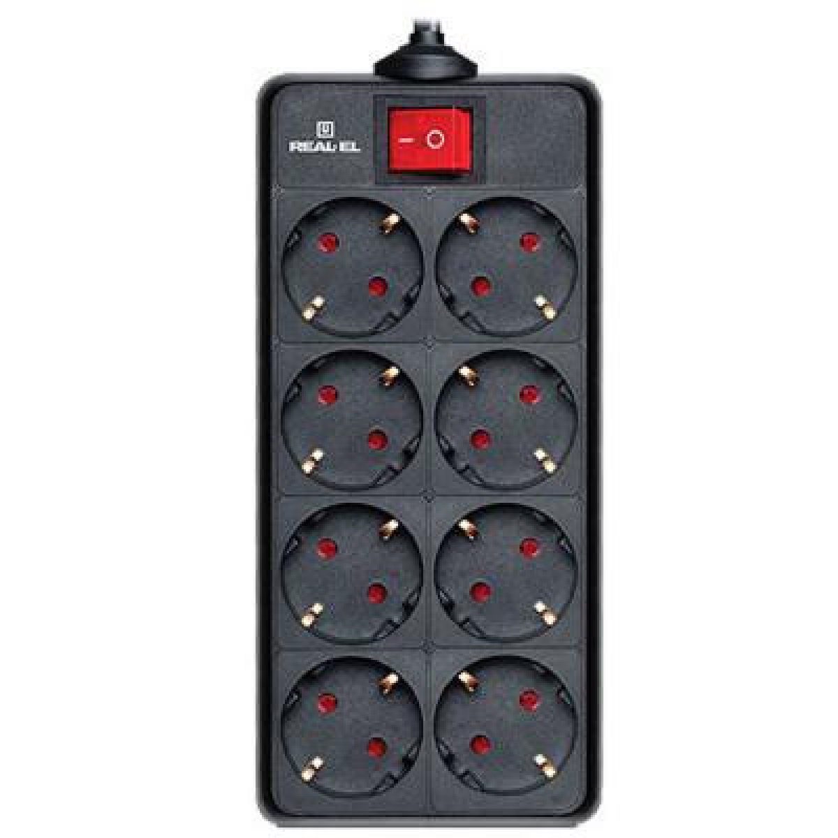 Сетевой фильтр питания REAL-EL REAL-EL RS-8 PROTECT, 3m, black (EL122300022) - Фото 1