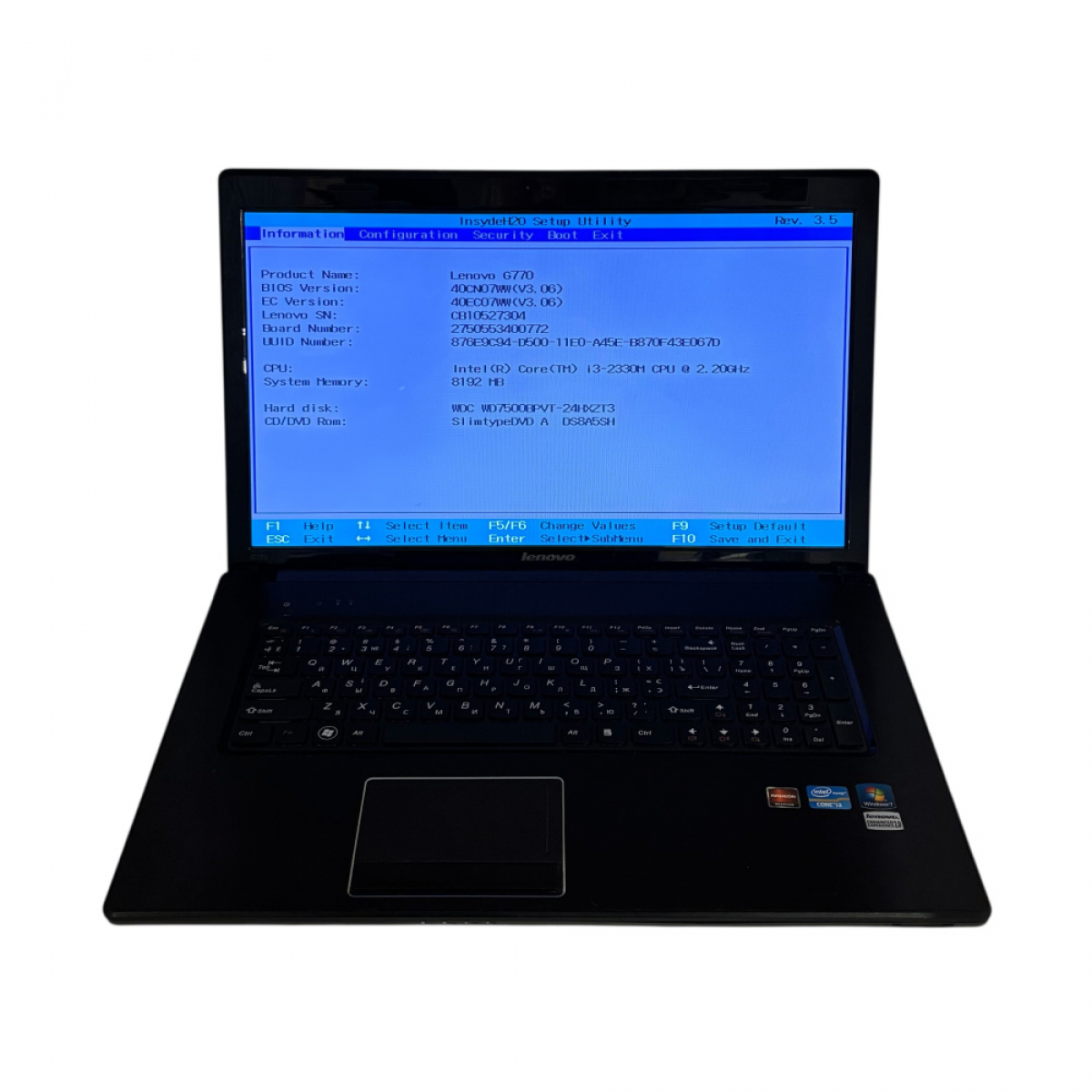 Ноутбук Lenovo IdeaPad G770 i3-2330M/8/256 SSD/HD 6650M 1GB - Class A- - Фото 5