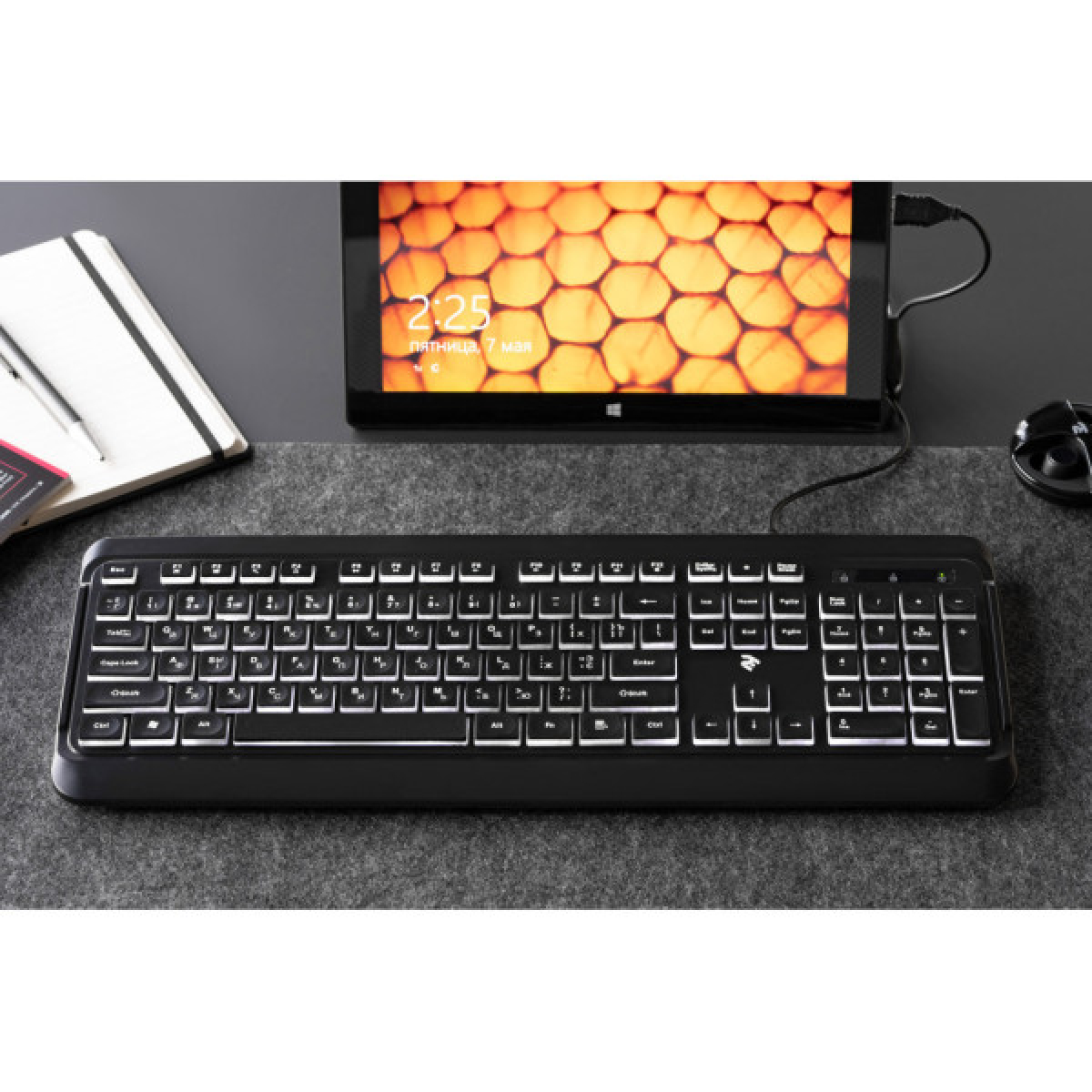 Клавіатура 2E KS120 White backlight USB Black (2E-KS120UB) - Фото 3