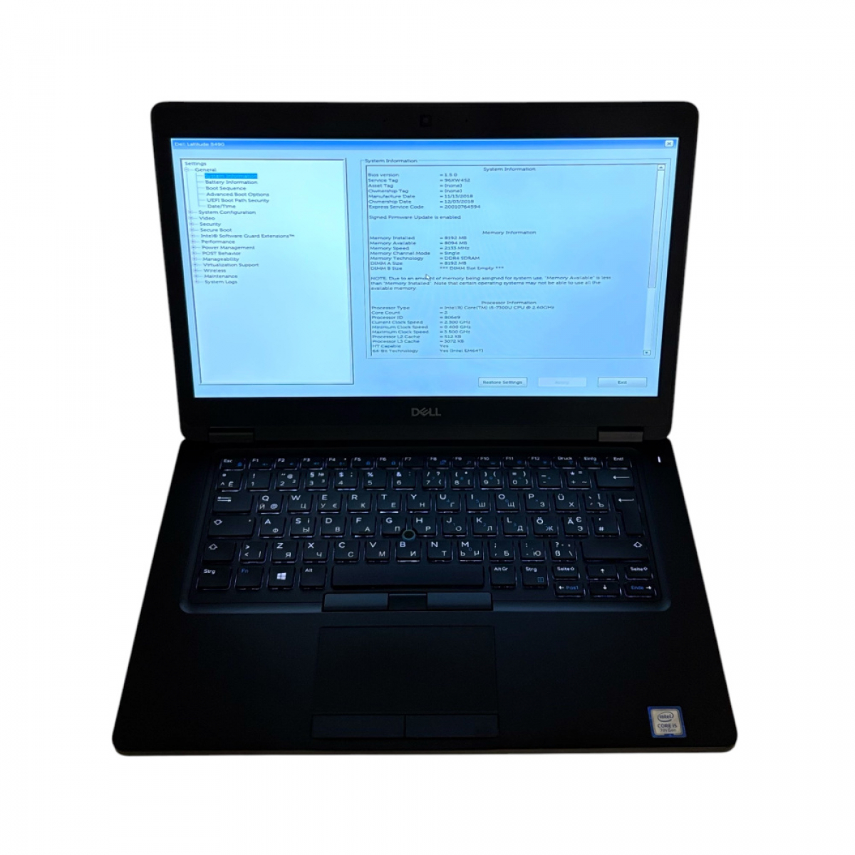 Ноутбук DELL Latitude E5490 i5-7300U/8/128 SSD m.2 - Class A- - Фото 5