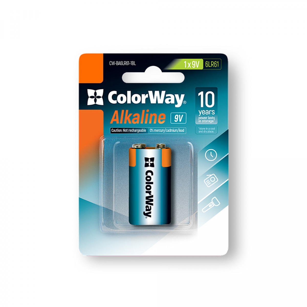 Батарейка 6LR61 ColorWay Крона 9V Alkaline (CW-BA6LR61-1BL)
