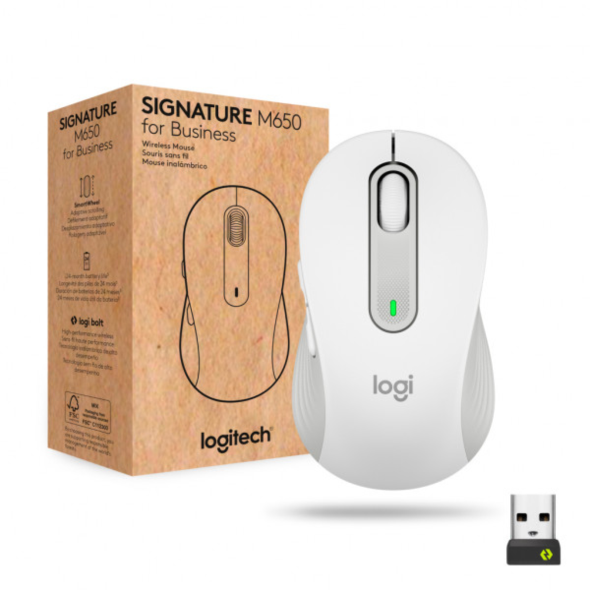 Мишка Logitech Signature M650 L Wireless Mouse for Business Off-White (910-006349) - Фото 1
