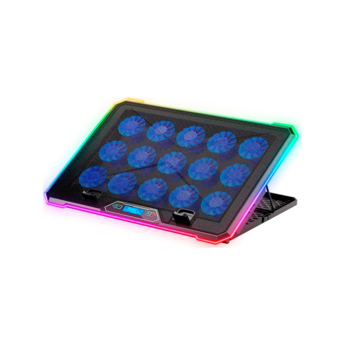 Підставка до ноутбука IceCoorel 10-19", 15*60mm 2550 RPM, 2*USB, + LCD, 415x296x28mm, RGB (K15D) - Фото 1