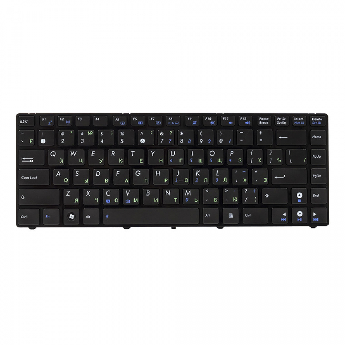 Клавiатура для ноутбука ASUS A42, K42, N82 чoрний, чoрний фрейм