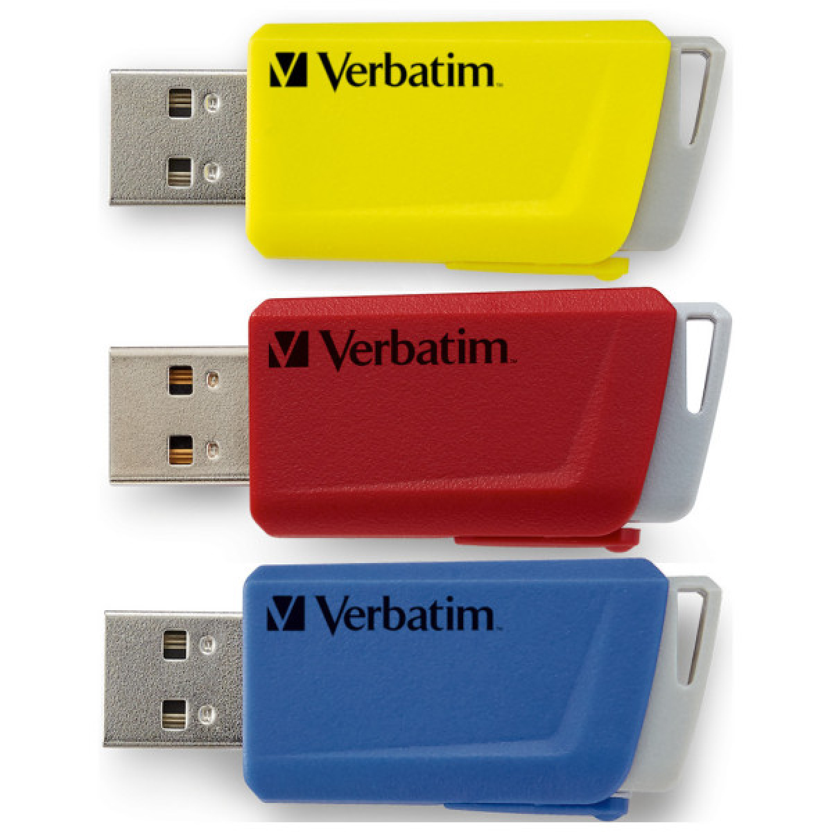 USB флеш накопичувач Verbatim 3x16GB Store 'n' Click Red/Blue/Yellow USB 3.2 (49306) - Фото 1