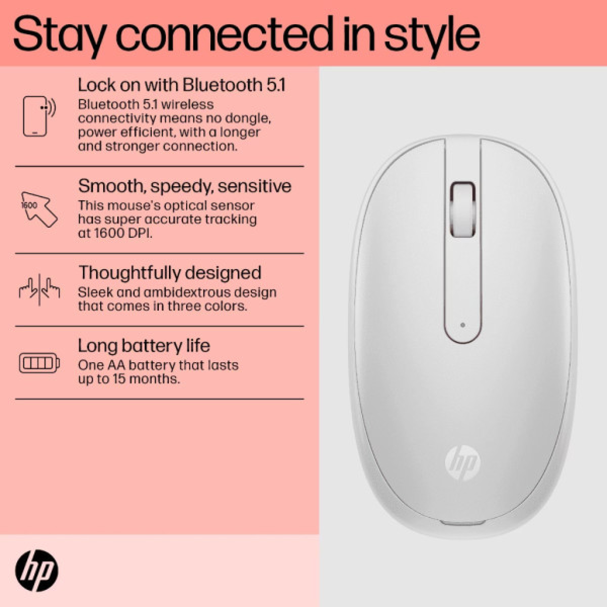 Мишка HP 240 Bluetooth White (793F9AA) - Фото 8