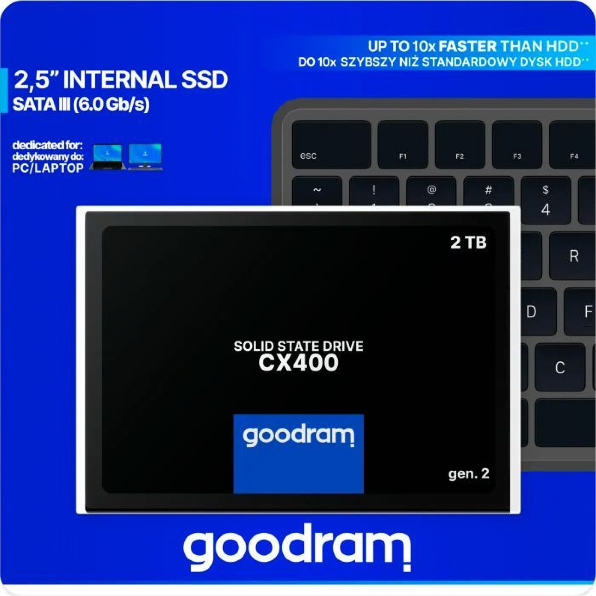 Накопитчувач SSD 2.5" 2Tb, Goodram CX400 (Gen.2),TLC 3D, 550/500 МБ/с (SSDPR-CX400-02T-G2) - Фото 3