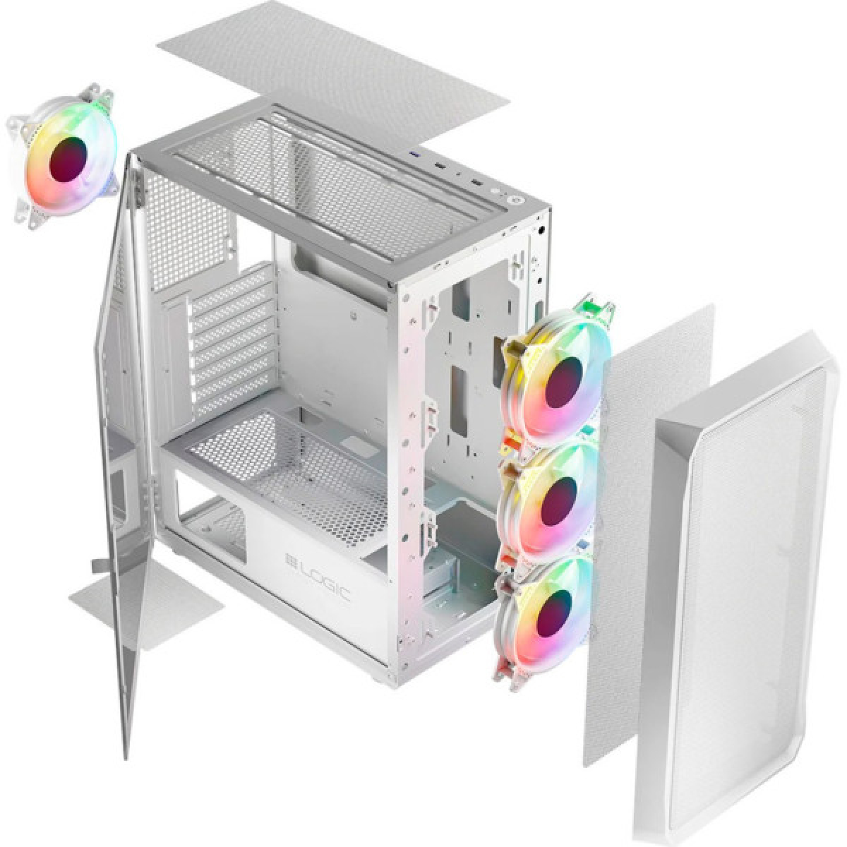 Корпус Logic concept PORTOS MESH+GLASS ARGB fans 3x120mm WHITE (AM-PORTOS-20-0000000-0002) - Фото 11