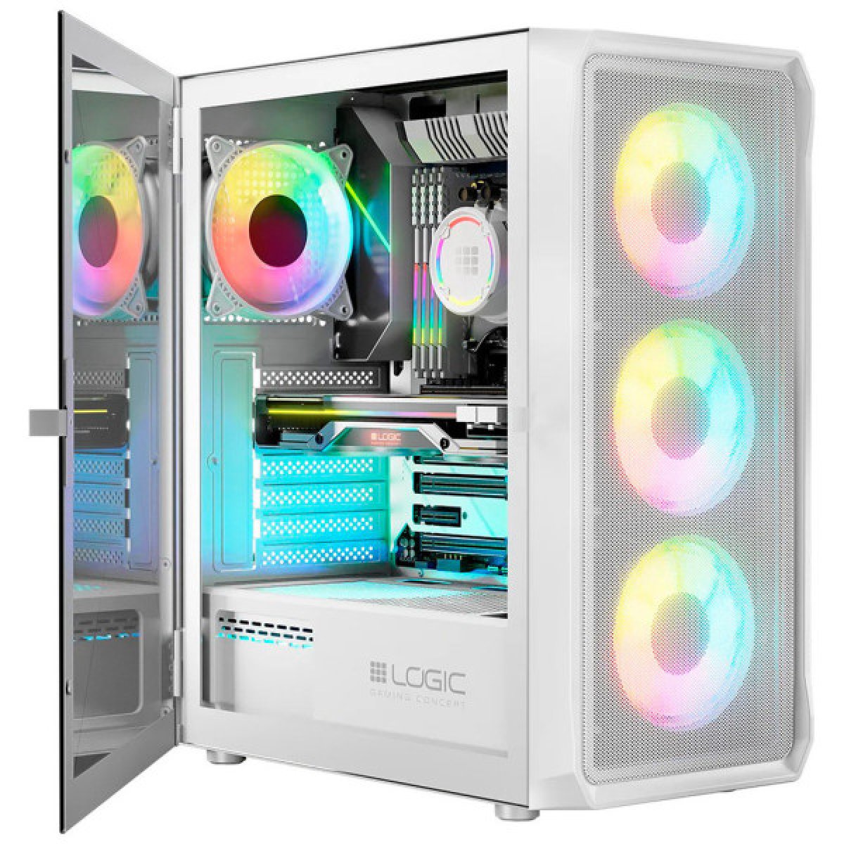 Корпус Logic concept PORTOS MESH+GLASS ARGB fans 3x120mm WHITE (AM-PORTOS-20-0000000-0002) - Фото 12