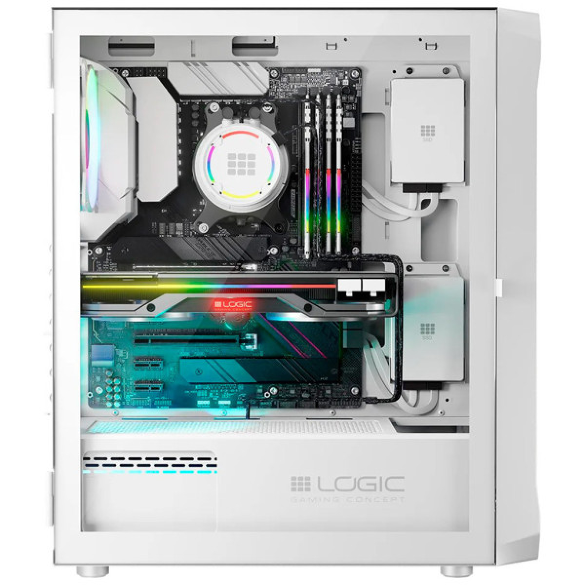 Корпус Logic concept PORTOS MESH+GLASS ARGB fans 3x120mm WHITE (AM-PORTOS-20-0000000-0002) - Фото 7