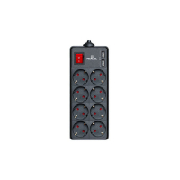 Сетевой фильтр питания REAL-EL REAL-EL RS-8 PROTECT USB, 3m, black (EL122300020)