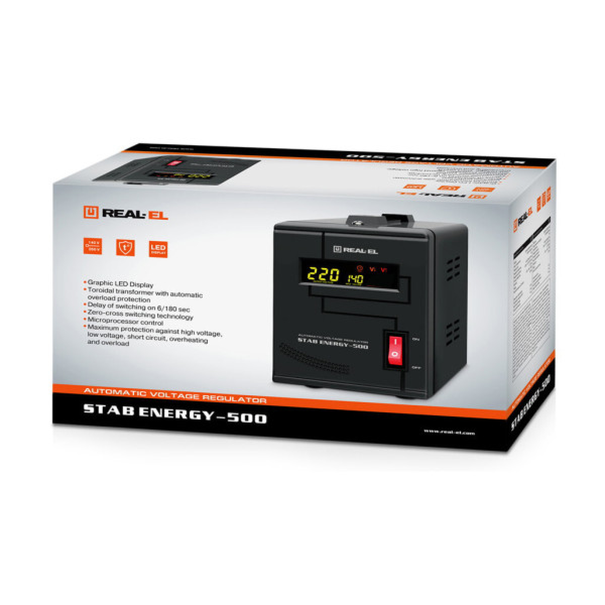 Стабілізатор REAL-EL STAB ENERGY-500 (EL122400011) - Фото 7