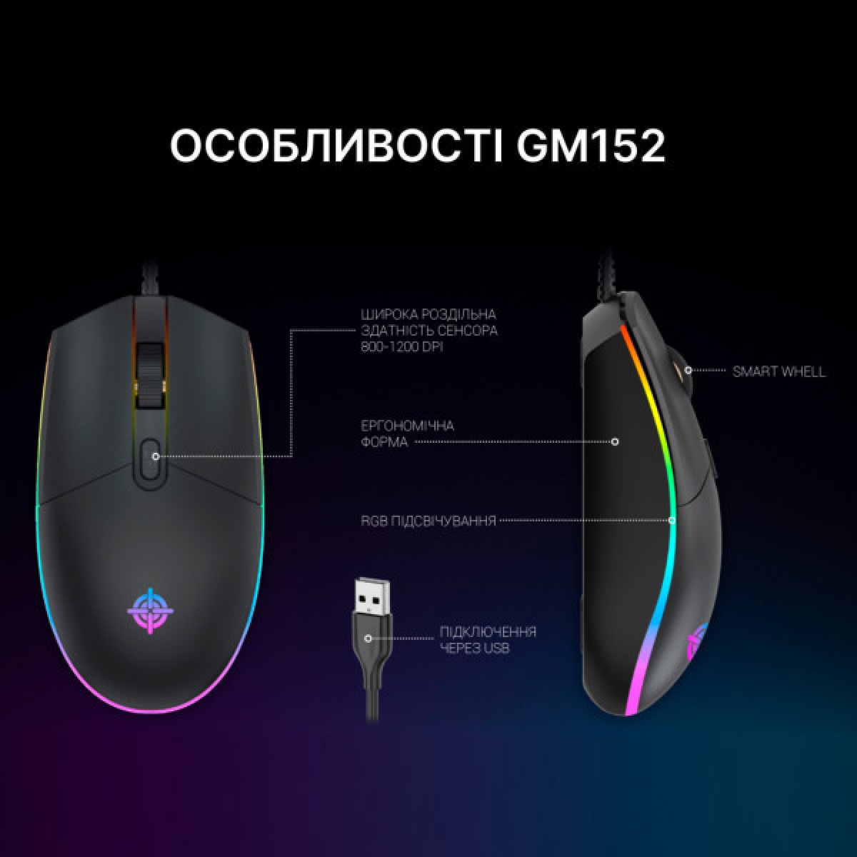 Мишка GamePro GM152 USB Black (GM152) - Фото 5
