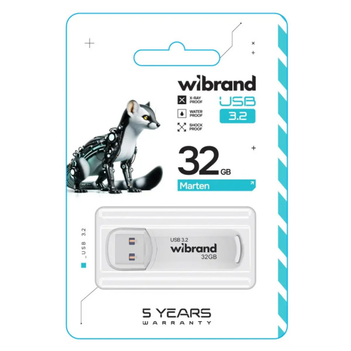 USB флеш накопичувач Wibrand 32GB Marten White USB 3.2 Gen 1 (USB 3.0) (WI3.2/MA32P10W) - Фото 2