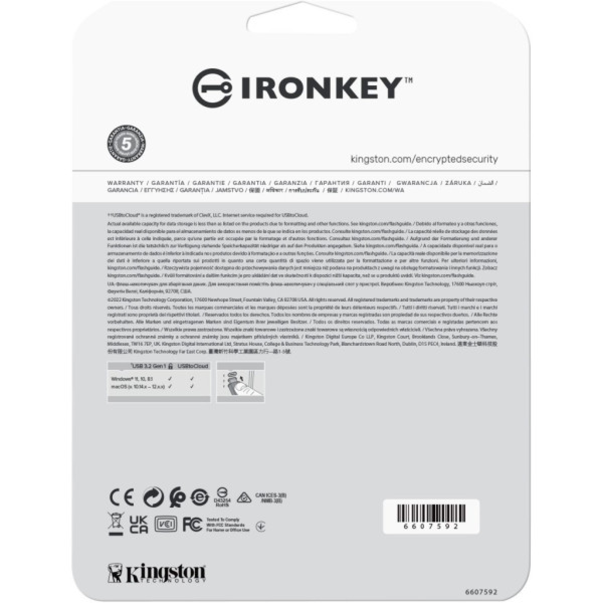 USB флеш накопичувач Kingston 64GB IronKey Locker Plus 50 AES Encrypted USB 3.2 (IKLP50/64GB) - Фото 6