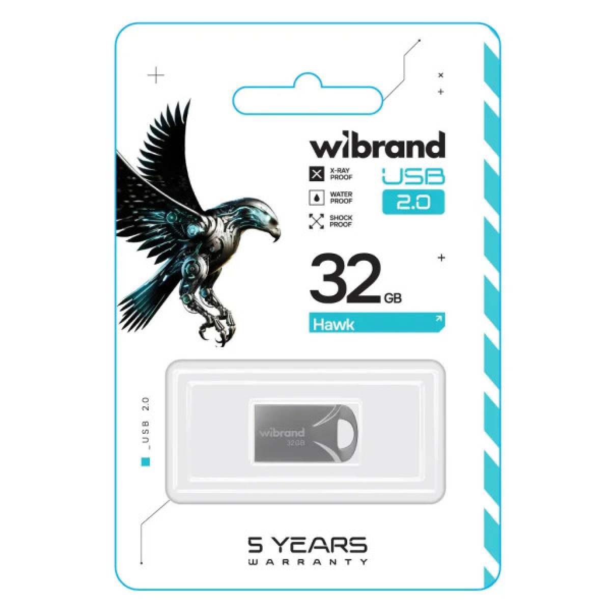 USB флеш накопичувач Wibrand 32GB Hawk Silver USB 2.0 (WI2.0/HA32M1S) - Фото 2