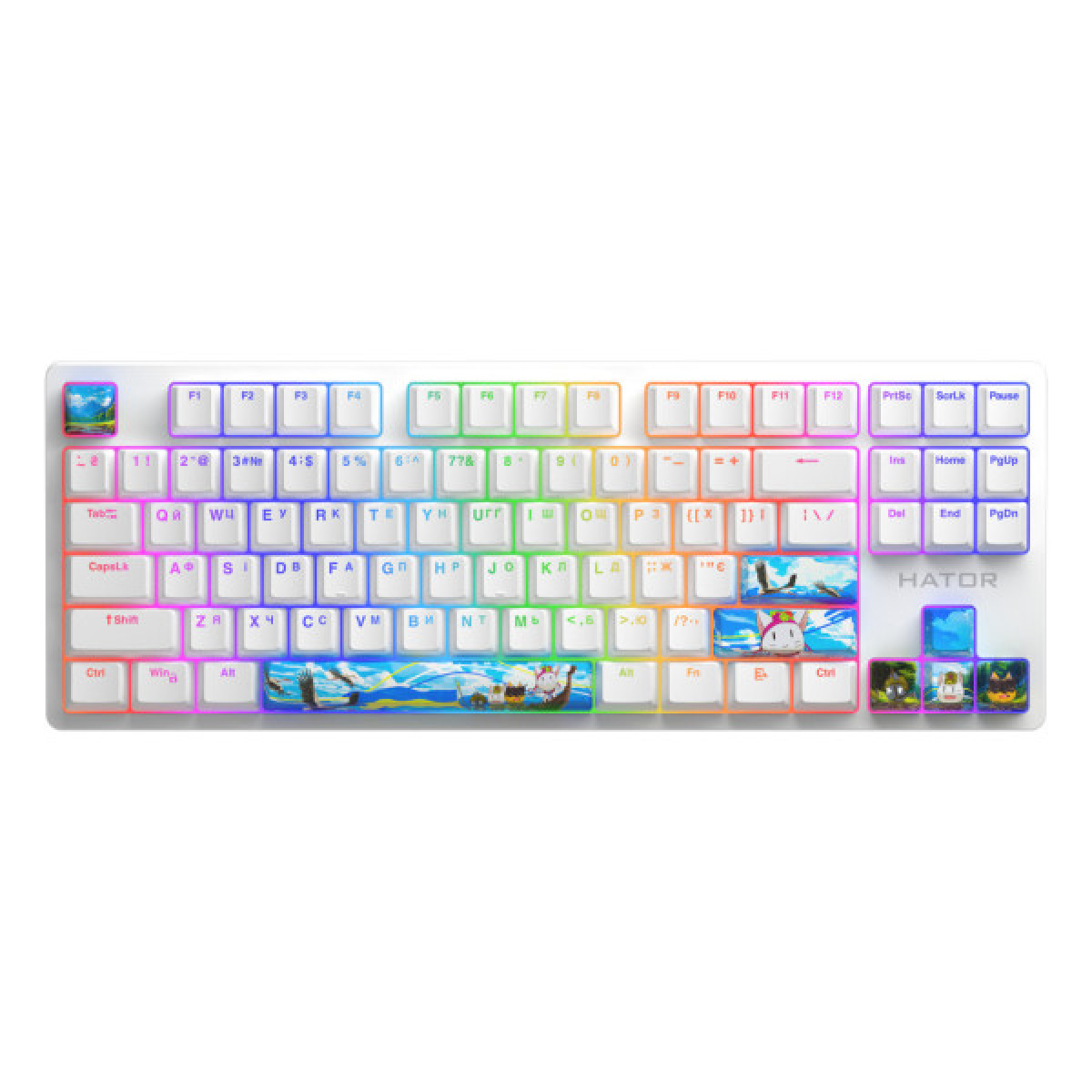 Клавіатура Hator Rockfall 2 Mecha TKL Authentic Edition Aurum Milky Way Silent USB Fighting Cats (HTK-532) - Фото 1