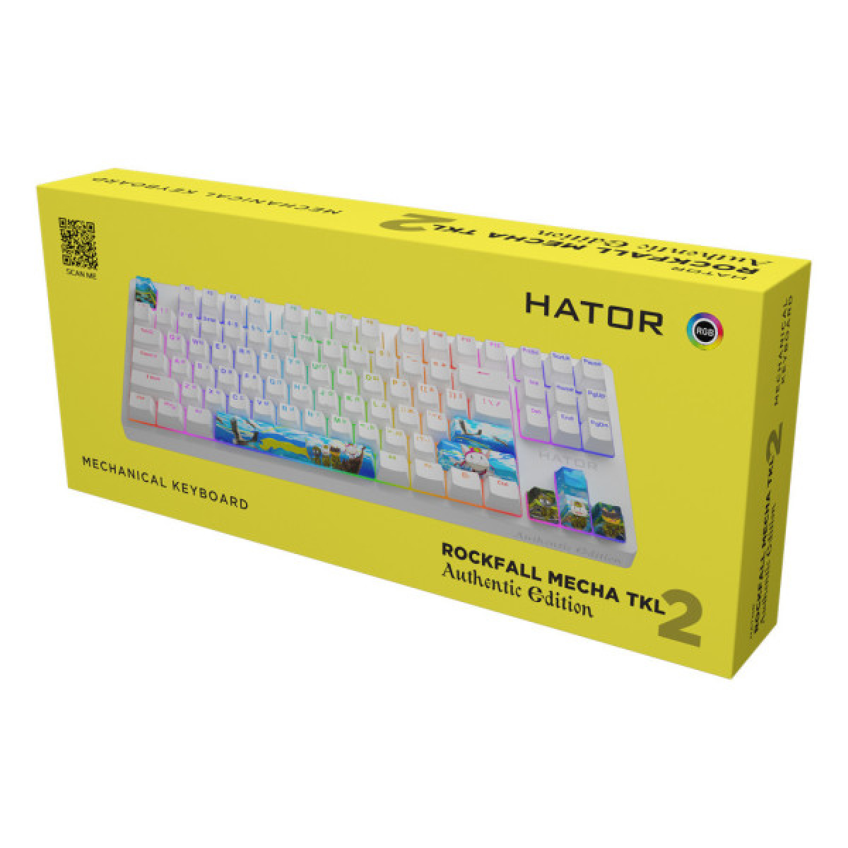 Клавіатура Hator Rockfall 2 Mecha TKL Authentic Edition Aurum Milky Way Silent USB Fighting Cats (HTK-532) - Фото 6