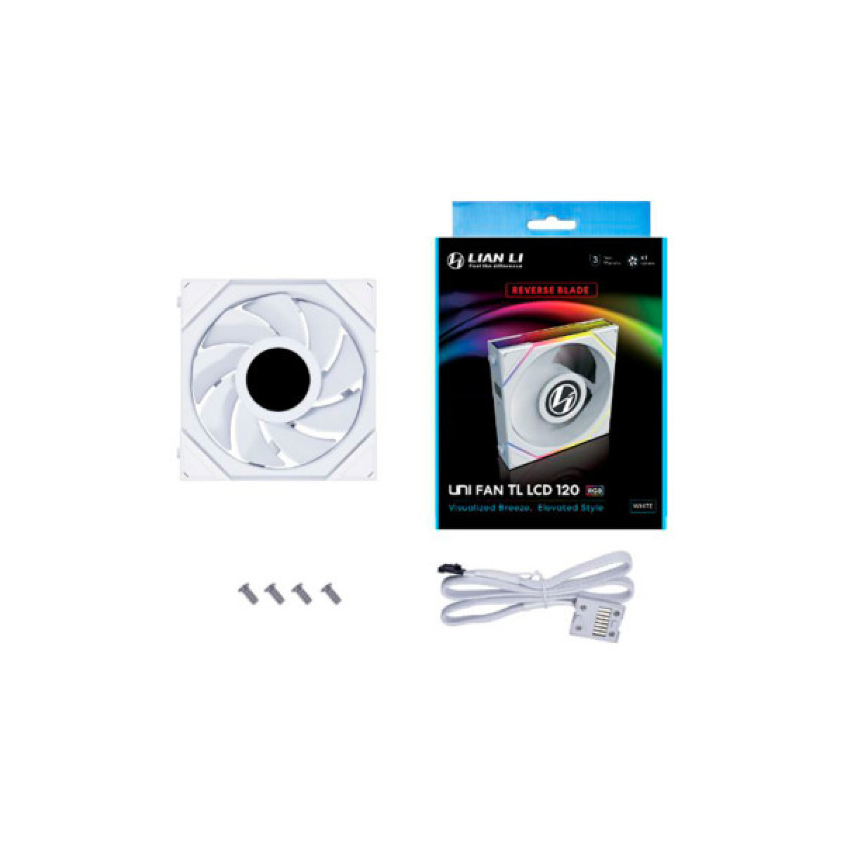Кулер для корпуса Lian Li Reverse TL LCD 120-1, White Cooler (G99.12RTLLCD1W.00) - Фото 6